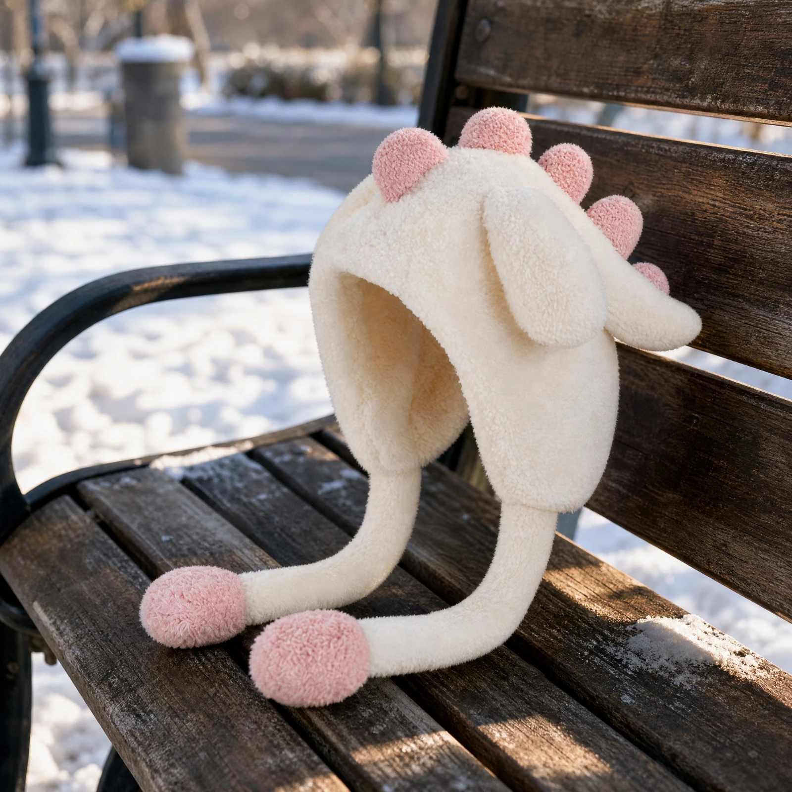 Soft Dinosaur Hat with Soft Ball Straps Warm Dinosaur Winter Hat Novelty Lightweight for Everyday Cold-Weather Wear