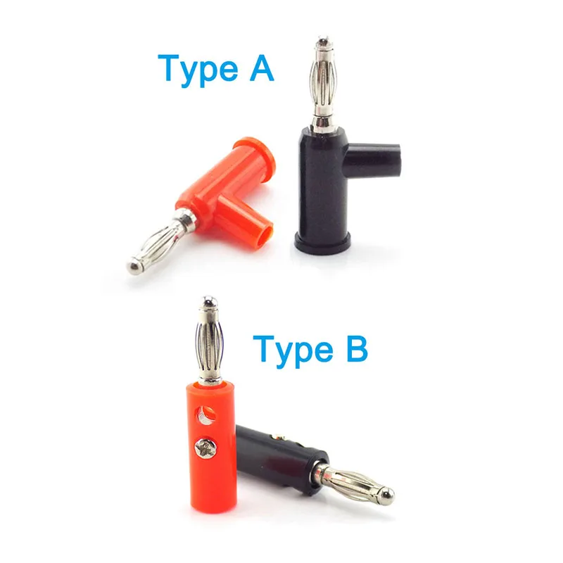 4pcs red black 4mm Banana plug Audio Speaker Screw Nickel Plated Iron Plastic Cover Plugs DIY Connectors