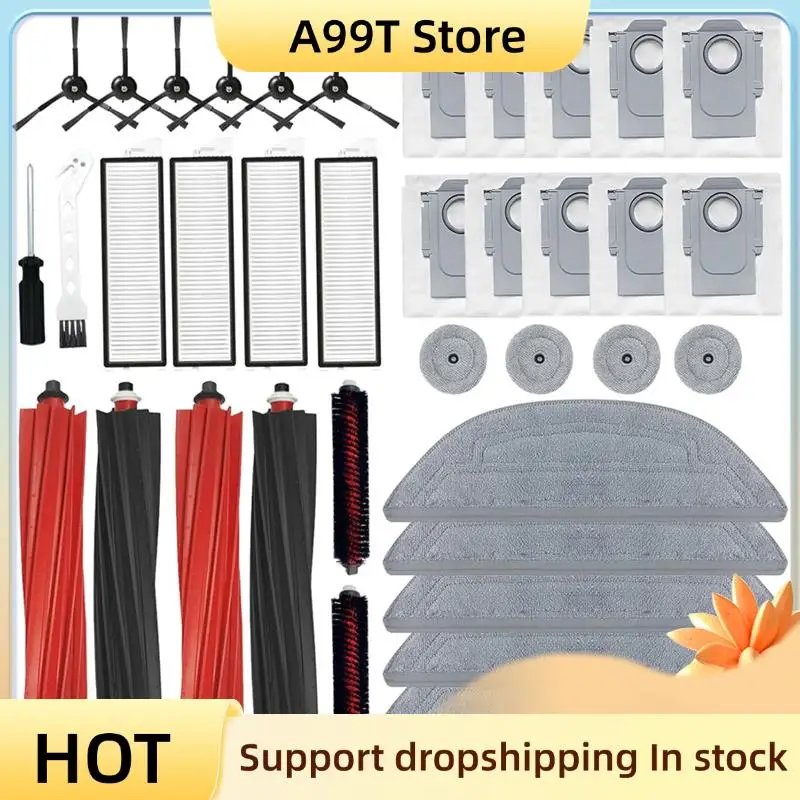 

A99T Main Side Brush Hepa Filter Mop Pads Dust Bag Replacement Kit For Roborock S8 Maxv Ultra Robot Vacuum Accessories