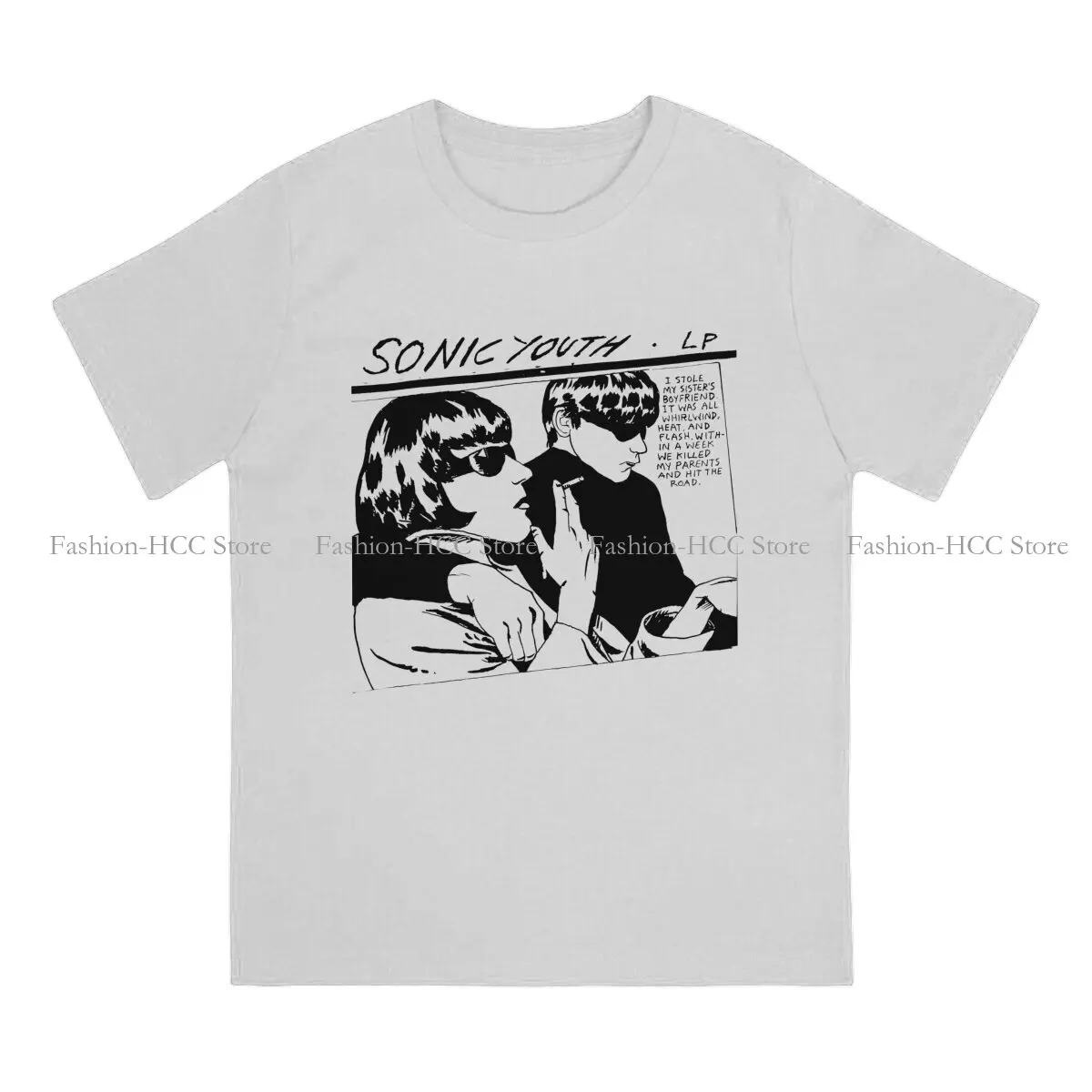 Couple Round Collar TShirt Sonic Youth Classic Polyester T Shirt Men Tops Individuality