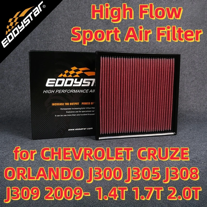 High Flow Sport Air Filter for CHEVROLET CRUZE ORLANDO J300 J305 J308 J309 2009- 1.4T 1.7T 2.0T Washable Racing Intake Filters