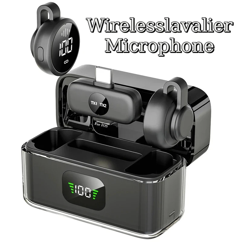 Wireless Lavalier Microphone Live Broadcast Microphone Dual Interface Ultra Long Battery Life Charging Compartment Magnetic Mic