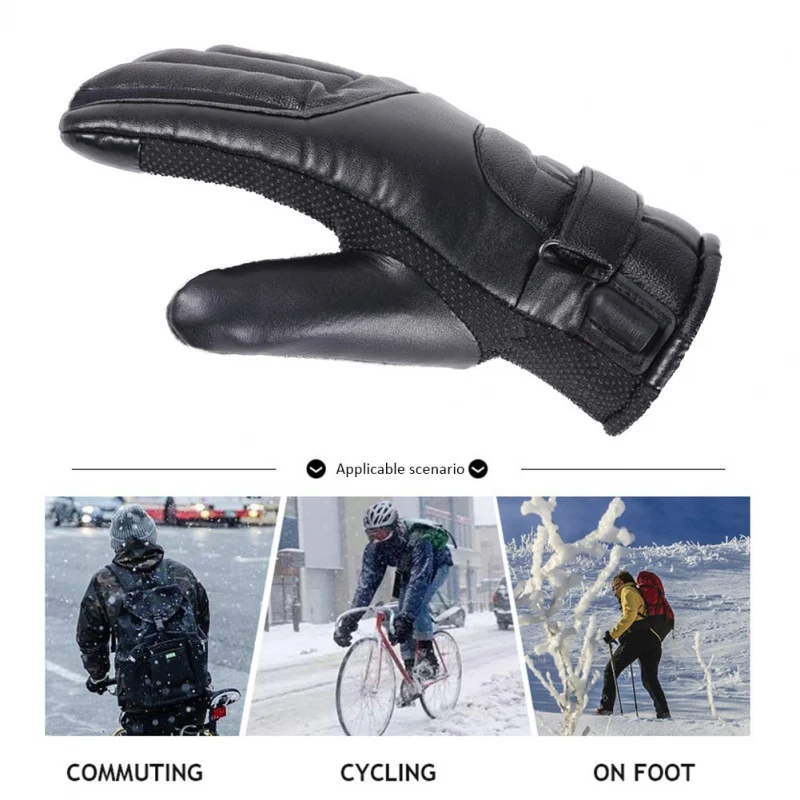 Luvas de aquecimento elétrico inverno carro elétrico usbmotocicleta transfronteiriça couro aquecimento elétrico equitação masculina manter quente e emitir h