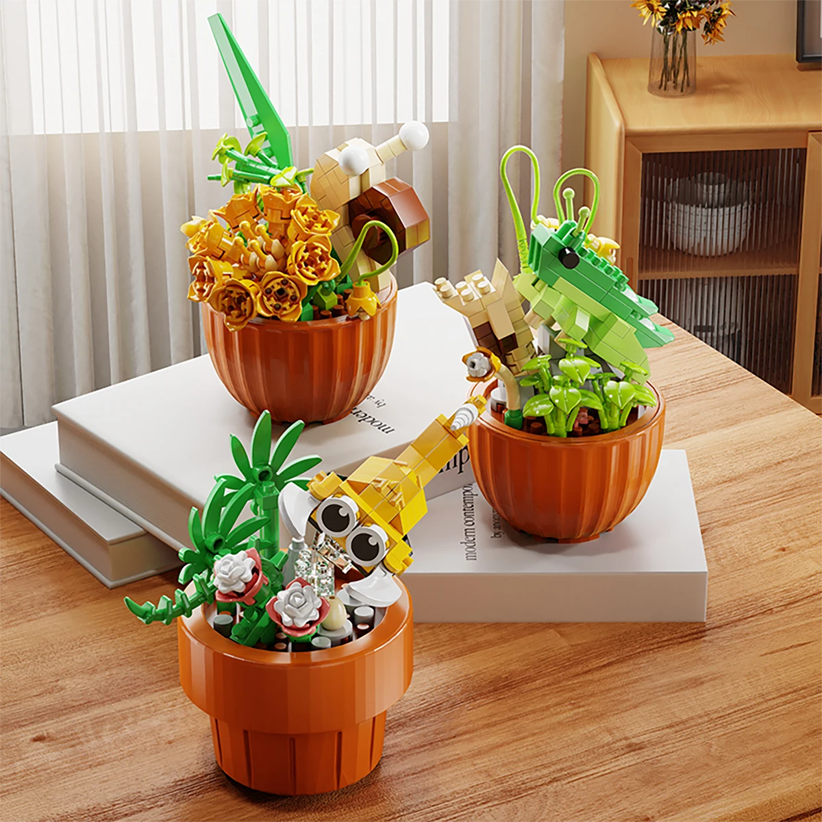 Eternal flower insect potted Bee biomimetic micro particle assembly building block puzzle toys desktop ornament children\'s gifts