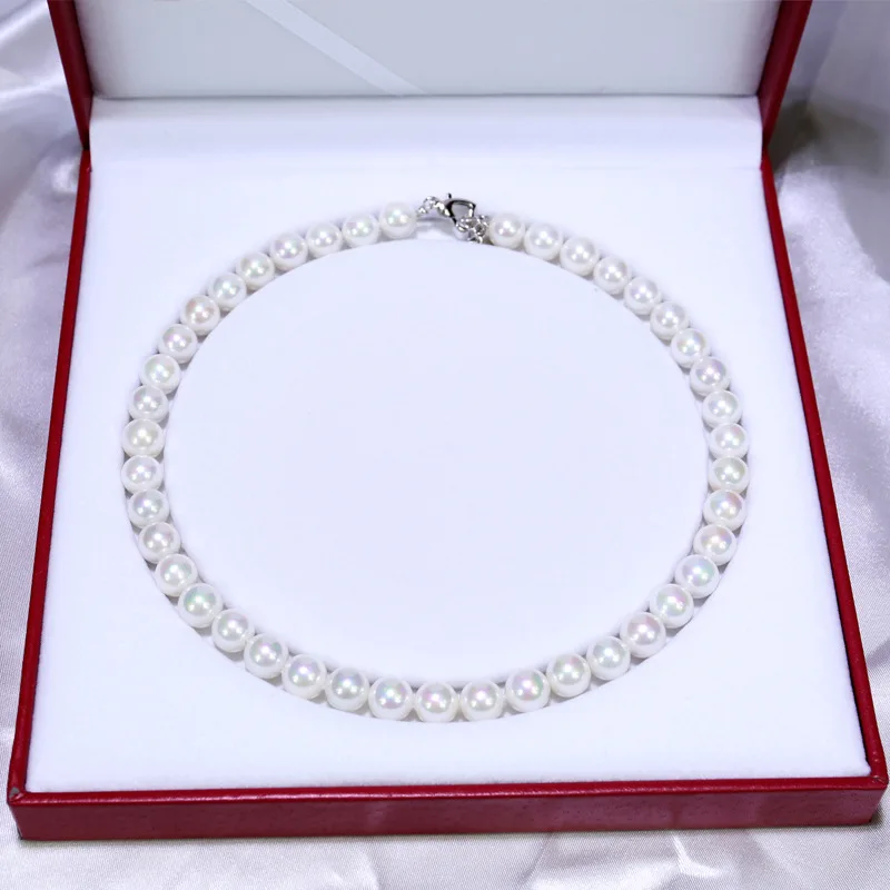 10-11mm Nearly round White Strong Light Pearl Necklace Finished Product