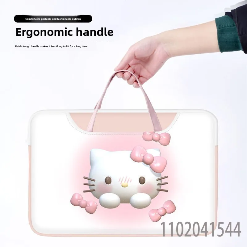 MINISO Laptop Handbag for Women Ladies Kawaii Hello Kitty Briefcase for Apple Lenovo Huawei Waterproof Portable Designer Bag