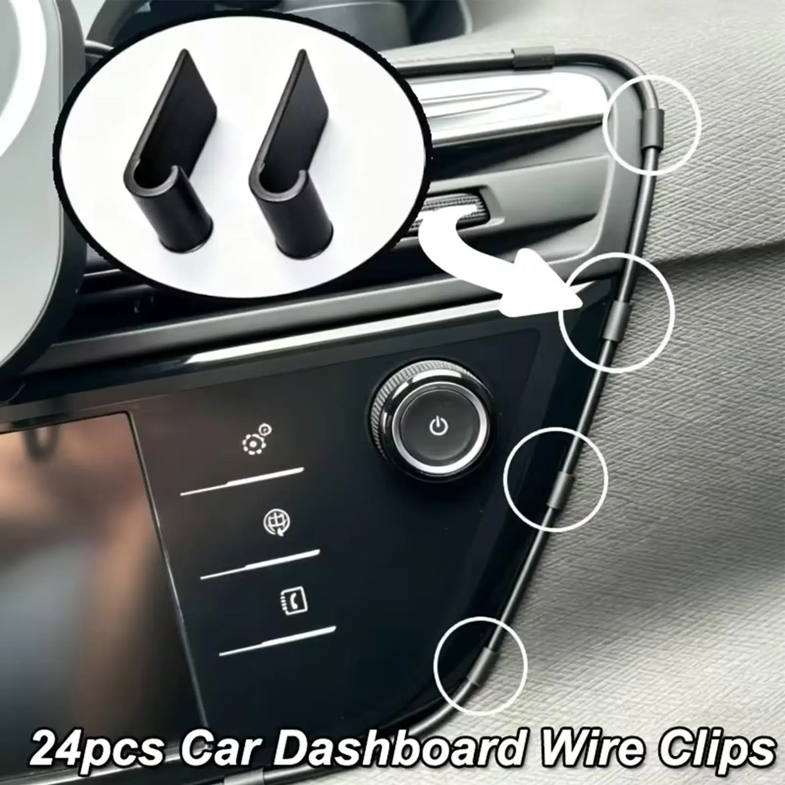 Adhesive Car Cable Clips 24pcs Wire Holder Organizer No-Drill Dashboard Cord Clamp for Sedan Truck SUV RV, Automotive