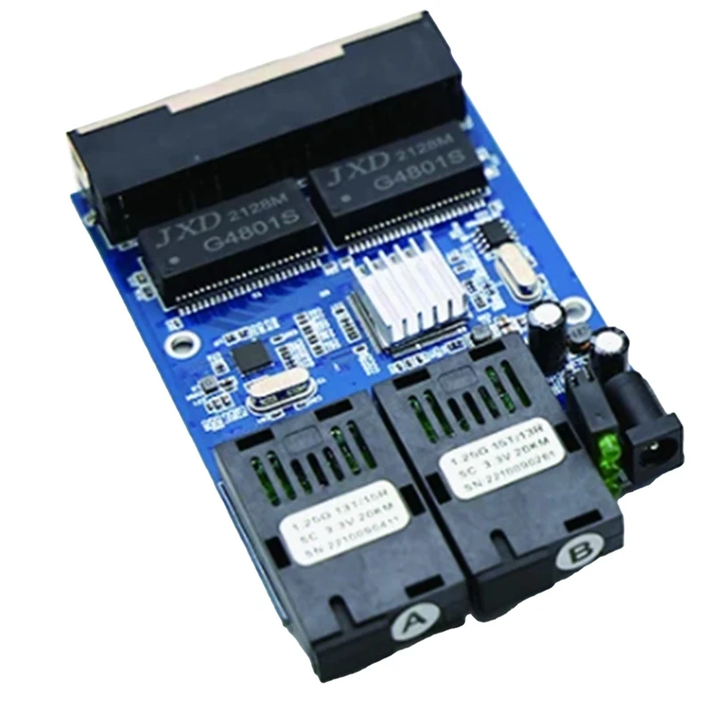 

Fiber Optic Converter 2 Fiber Optic Ports 4 RJ45 Port Media Converter PCBA Board Ethernet Switch Singlemode Simplex