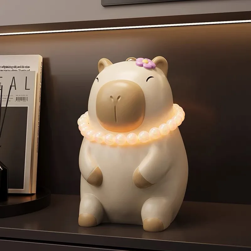 

Cute Room Luminous Ornament Cartoon Capybara Sculpture Nordic Living Room Children's Room Study Desk Decoration Creative Gift