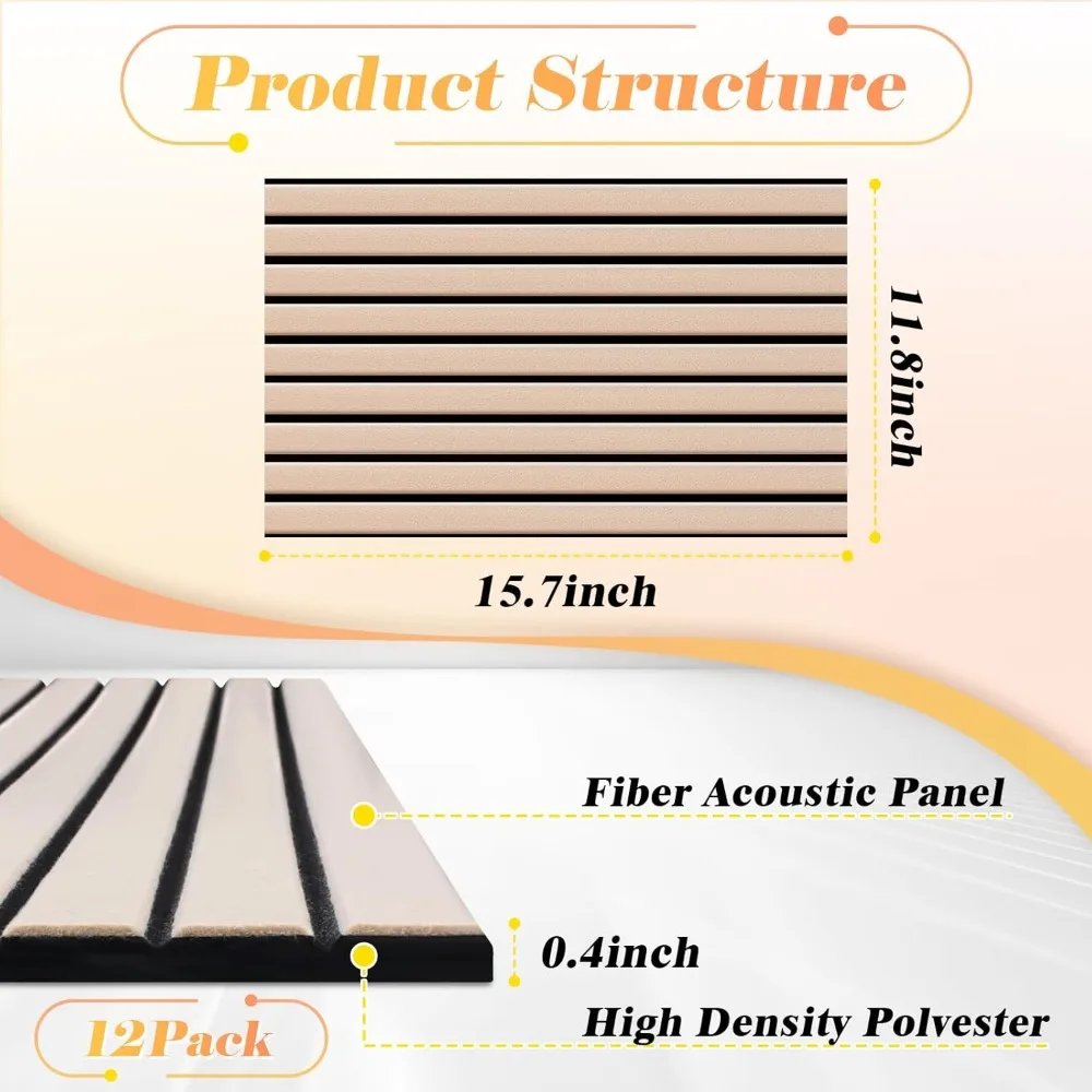 대형 흡음 벽 패널, 방음 패널, 16 x 12 x 0.4 인치 자가 접착식 흡음 방음 패널