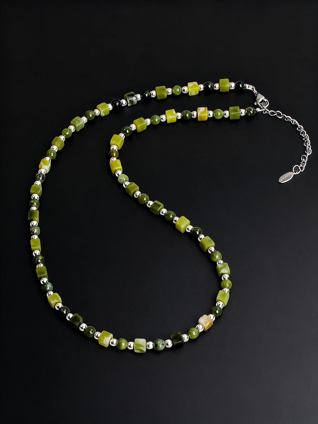 Natural Bracelet Necklaces Green Jade & Southern Jade Square Beads for Vigour Harmony Attracting Emotional Balance Jewelry Gift