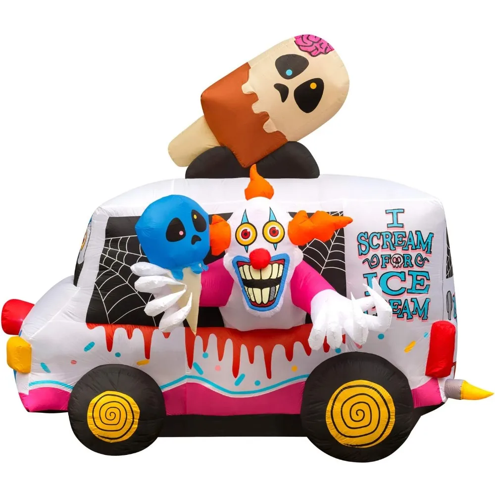 

Halloween Inflatables Large 8 ft Clown Ice Cream Truck - Inflatable Halloween Decorations, Lawn & Garden Interna Decorations