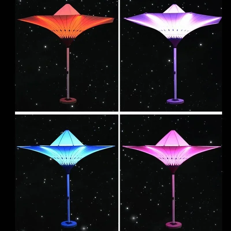 

cross-borde Central Pole Umbrella Commercial Landscape Custom Parasol Umbrellas Outdoor Decor Courtyard Colorful Light Umbrella