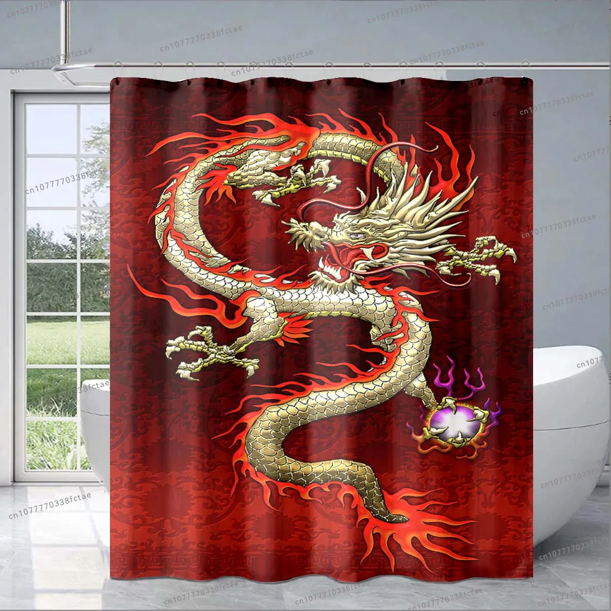 Chinese Dragon Red Design Pattern Shower Curtain Faith Shower Curtain Fashion Bathroom Decoration Shower Curtain Birthday Gift