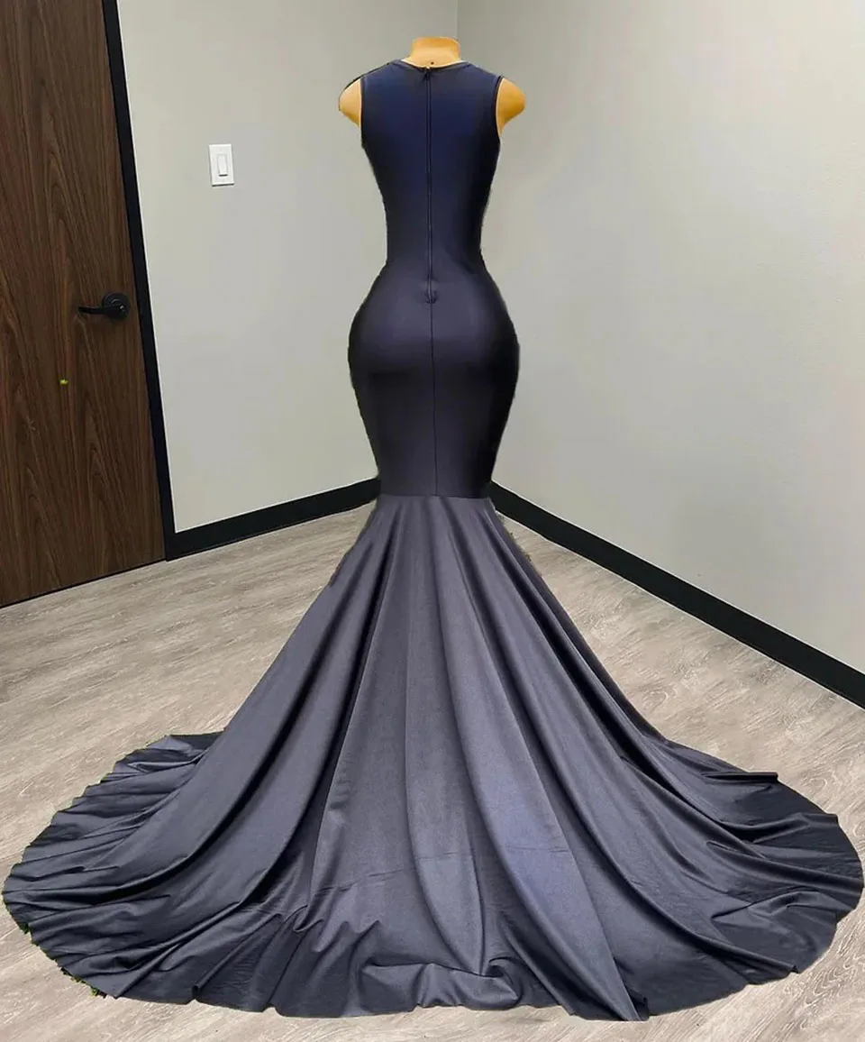 Black Mermaid Long Prom Dress 2023 Luxury Sexy Beads Sheer Top Girls Women Formal Evening Gowns for Graduation Party Customized