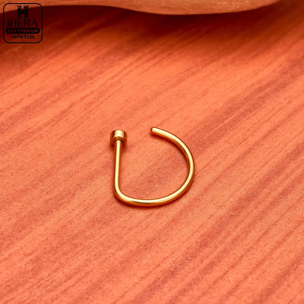 1/10PCS ASTM F136 Titanium Fake Nose Ring Hoop Non Piercing D Shape Nostril Lip Septum Earring Body Jewelry Kit