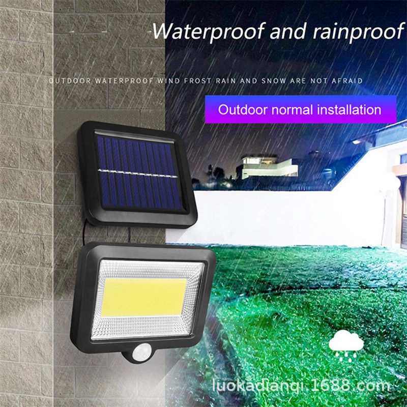 Imagem -02 - Leds Cob Luz Solar ao ar Livre Jardim Sensor de Movimento Lâmpada Parede à Prova Impermeável Água Emergência Solar para Jardim Rua Caminho Acampamento 160