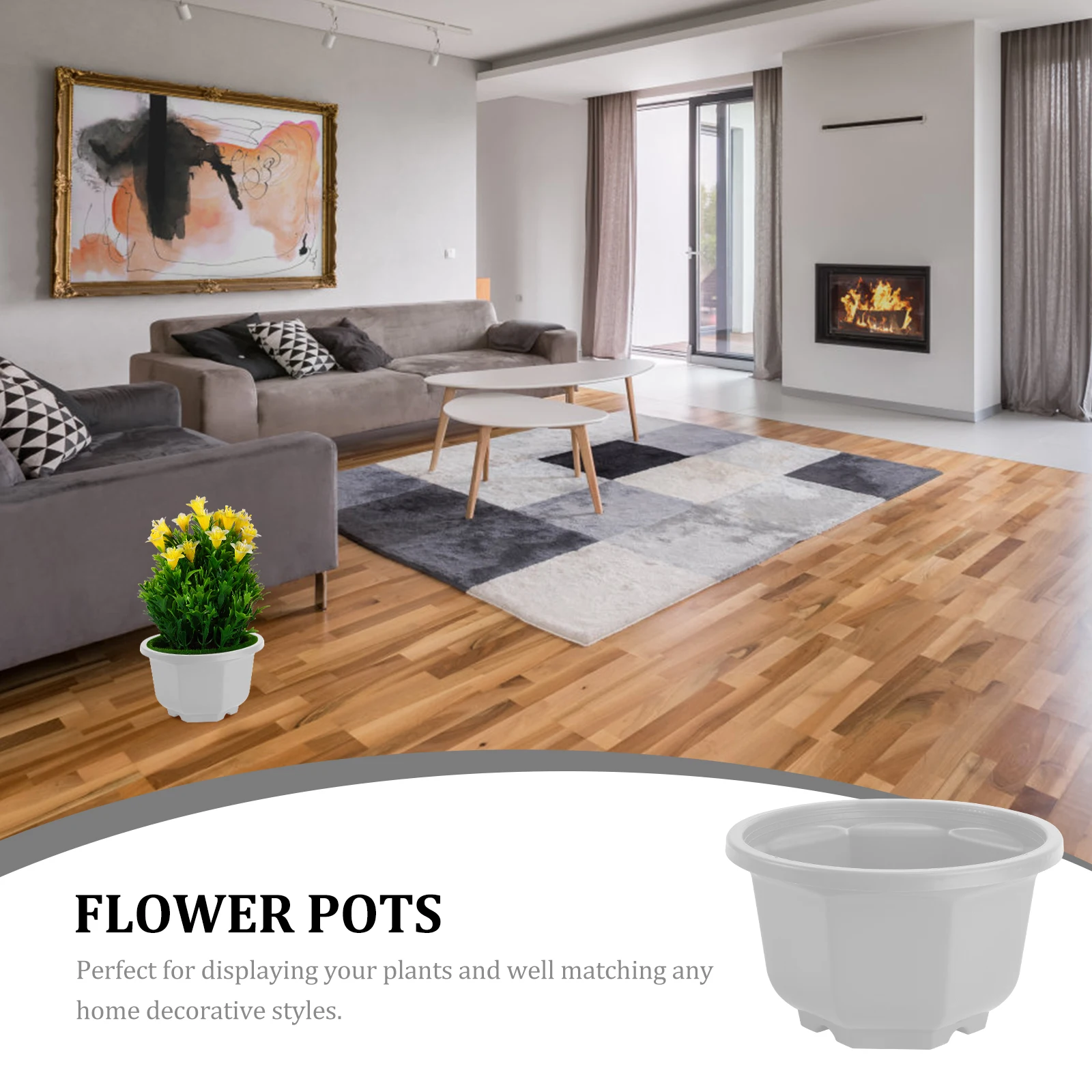 

5pcs Plastic Flower Pot Octagonal Wear Resistant Thick Material Garden Planter Plant Container Vases Decor Hanging Home Balcony