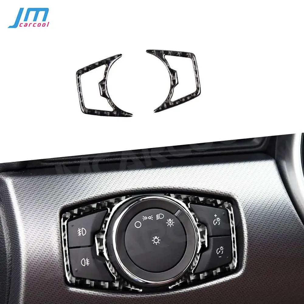 

For Ford Mustang 2015 -2019 Car Headlight Switch Cover Frame Stickers Carbon Fiber Interior Trims Decoration