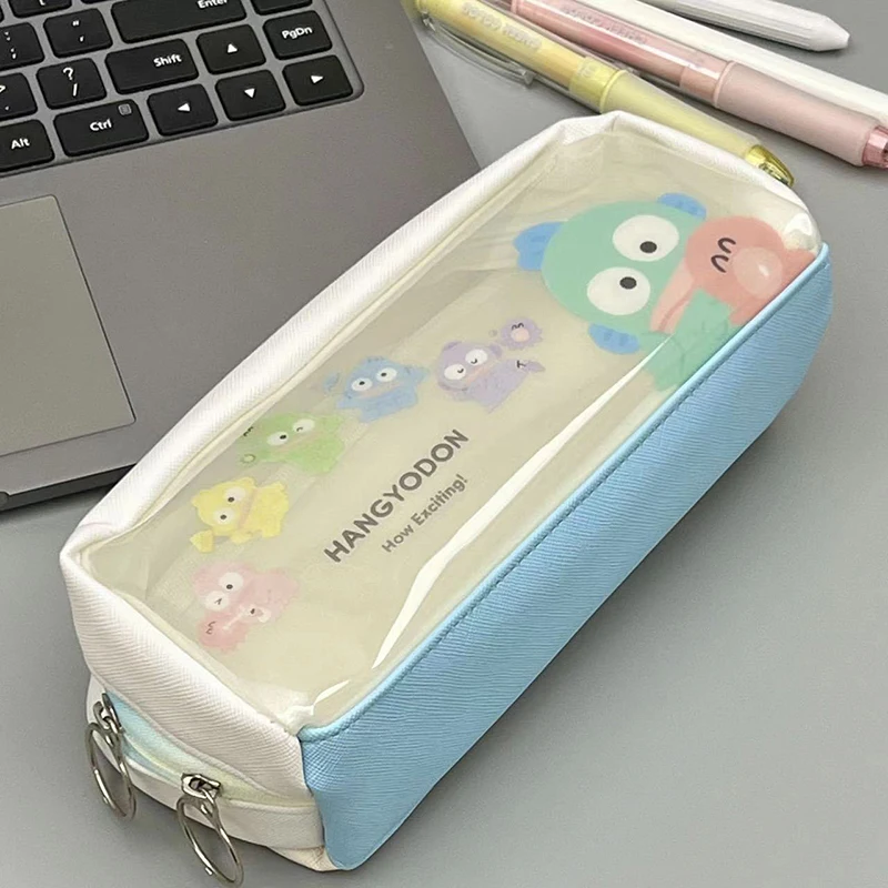 Kawaii Sanrio Hangyodon tempat pensil tas lucu kartun Anime siswa kapasitas besar alat tulis tas penyimpanan anak perempuan hadiah Natal