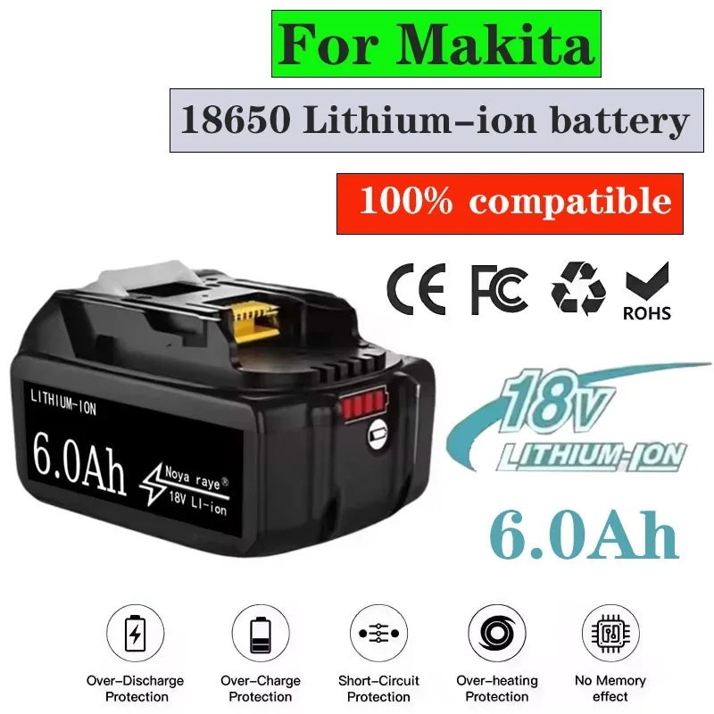 

Makita 18V lithium-ion large capacity rechargeable battery, suitable for BL1830, BL1850, BL1860B, LXT400 power tool batteries