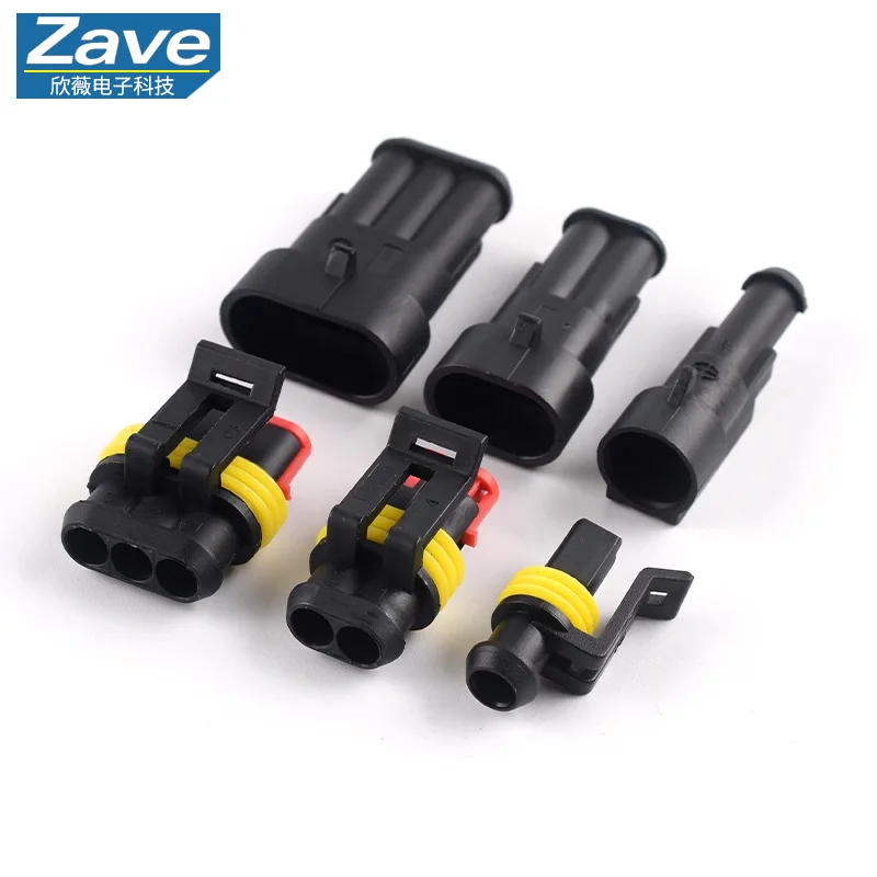 Kits de conectores automotivos à prova d'água (240/352/408/708 unidades) com chicotes de terminais plug-in macho-fêmea, 1-6 pinos