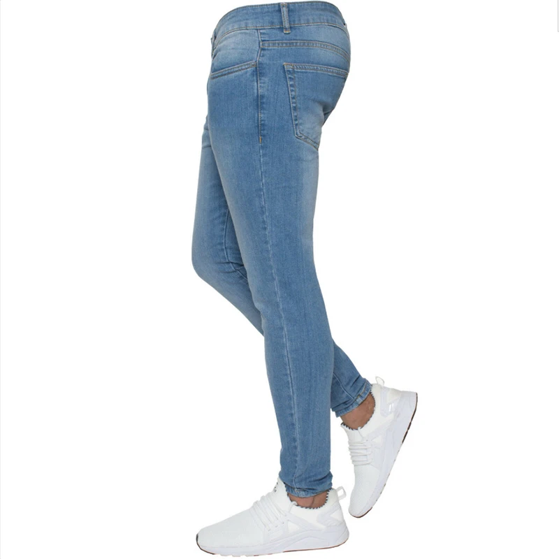 Jeans skinny elástico para homens, calças jeans finas, de algodão elástico, masculinas plus size, lápis, cor pura, calça casual, nova moda