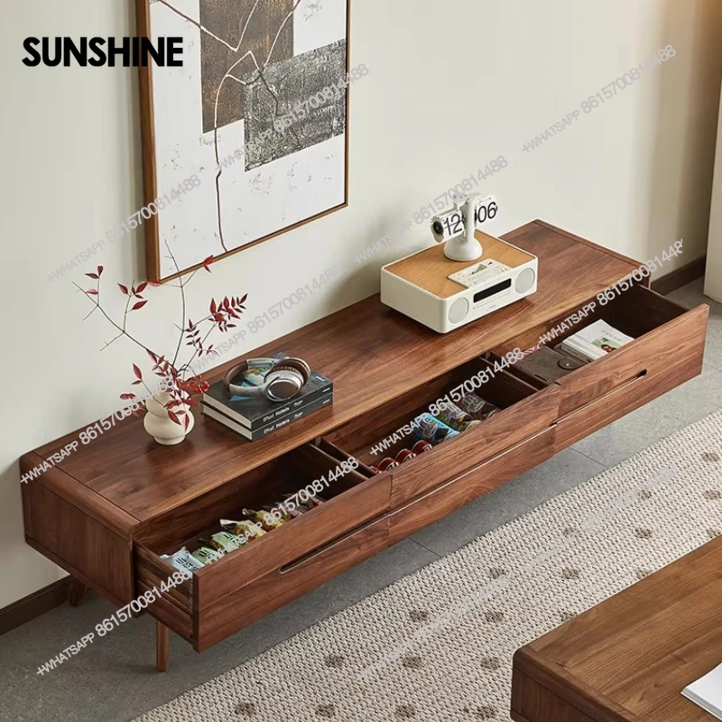 

Nordic simple floor cabinet household living room storage solid wood TV cabinet