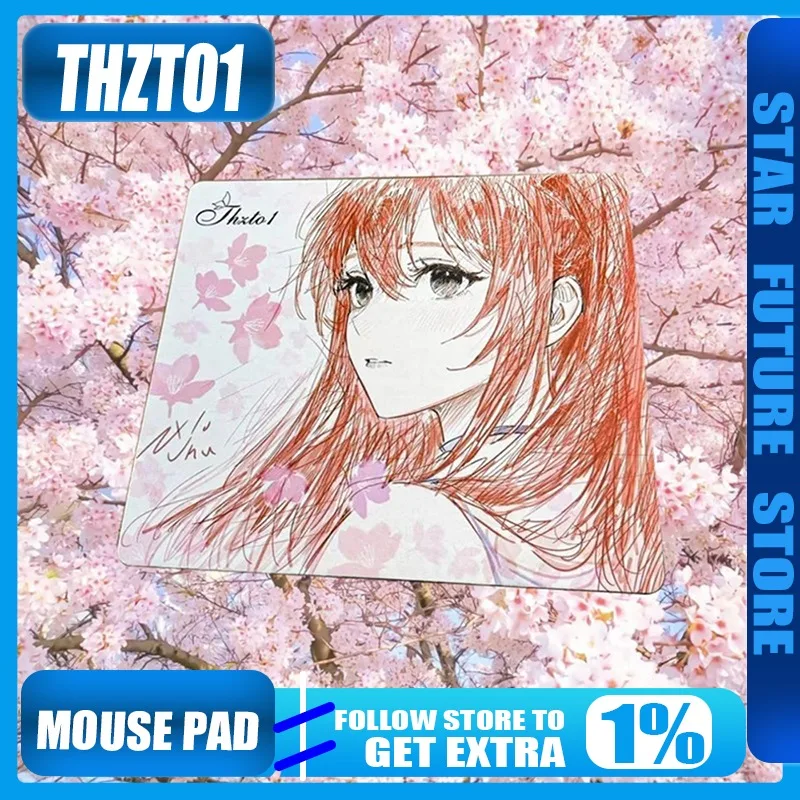 

Thzto1 Mouse Pad Eyes Polyurethane Bottom White Edge Neutral2DOriginal Super Soft Bottom Tape Cute Anime 2D Style Beautiful Girl