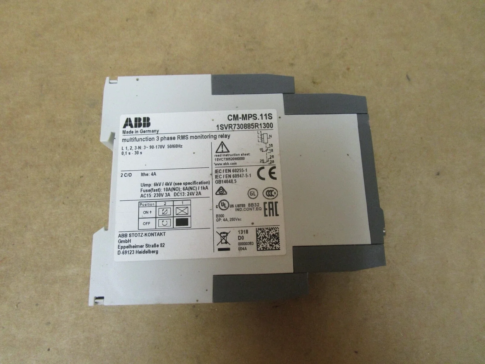 Three-phase monitoring relay CM-MPS.11S 10102328 90-170VAC 1SVR730885R1300