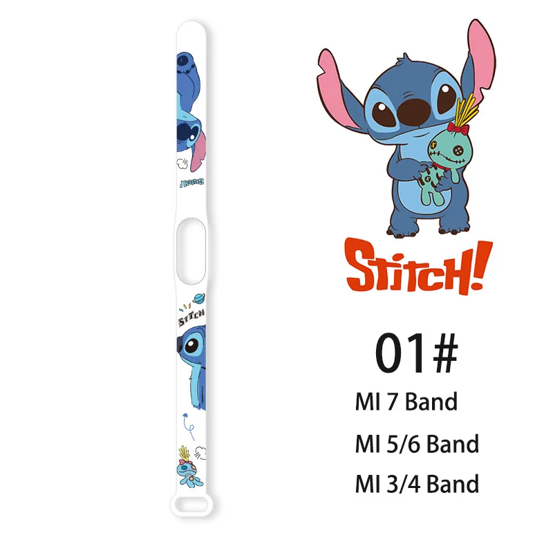 Disney Lilo i Stitch Xiaomi pasek dla Mi Band 7/6/5/4/3/NFC nadgarstek cartoon character drukuj zegarek wymiana zespołu dzieci prezenty