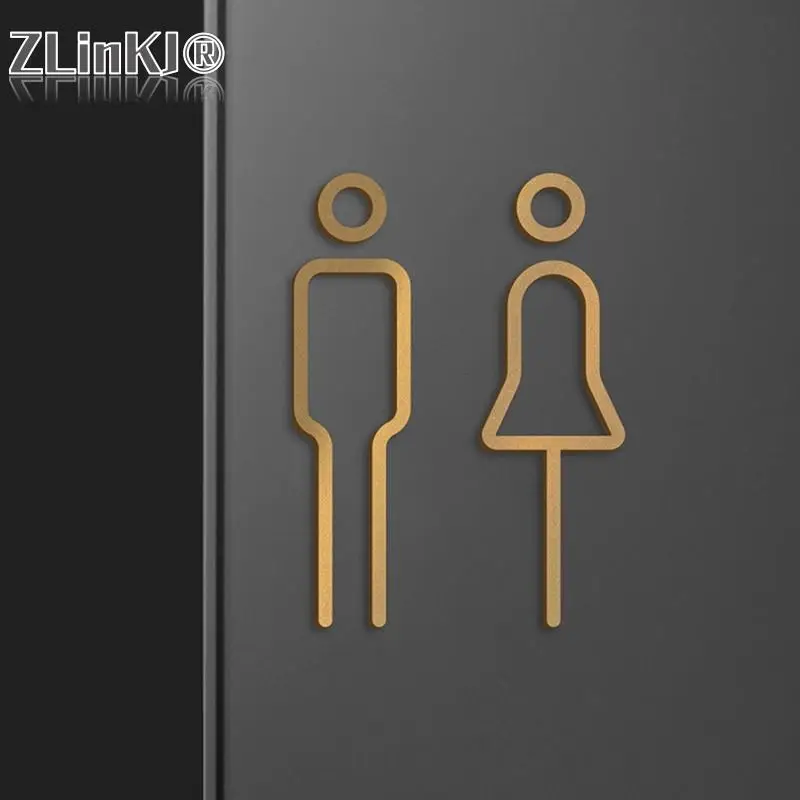 Acrylic Washroom Sign Plate Customized WC Door Wall Label Sticker Simple Bathroom Signboard For Men And Women Toilets Indicator