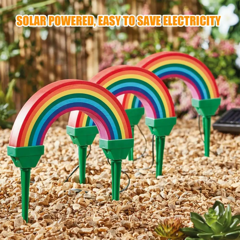 Rainbow Solar Lights Outdoor Waterproof Solar Stake Lights LED Landscape Lighting Lights For Garden Pathway Lawn Decoration