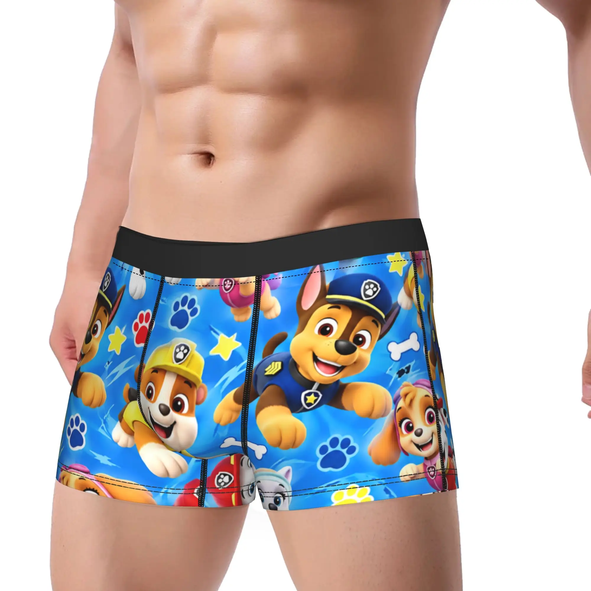 Paw Dogs Bone Star Puppy Character Art Boxer Brief  Underwear Hot Sale Male Breathable Trunk Print Oversize Panties