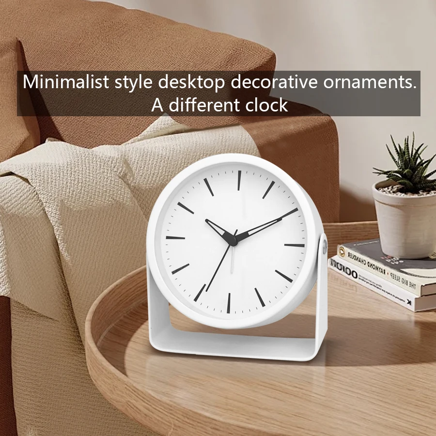 1pc 4.5 inch metal rotating quartz alarm clock, simple desktop silent clock, suitable for home and office decoration