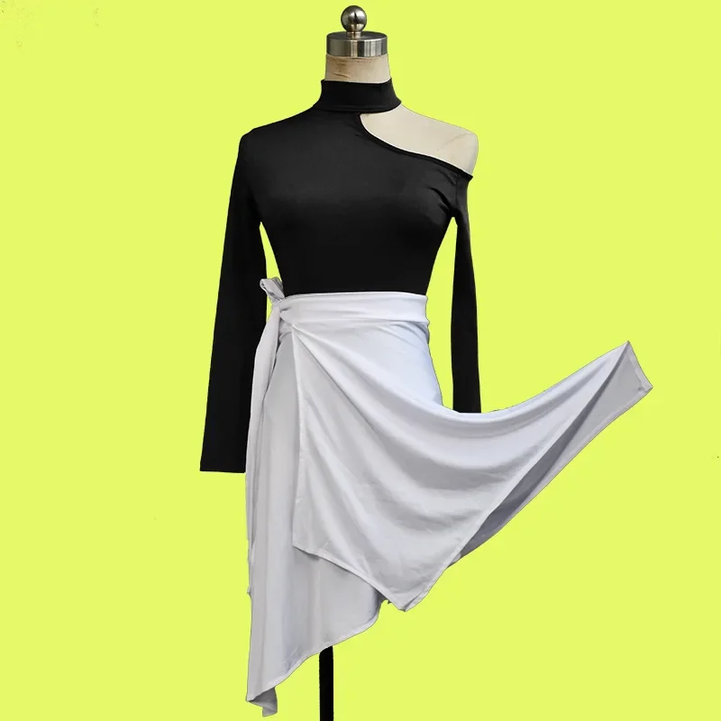 New Adult Women Latin Tops Long Sleeved T-shirt Stage Competition Dancewear Sexy Ballroom Samba Dancing Practice Costume