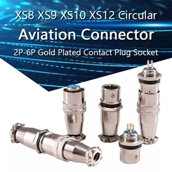 XS8 XS9 XS10 XS12 Aviation Connector Circular Quick Connector 2P 3P 4P 5P 6P Gold Plated Contact Male and Female Plug Socket