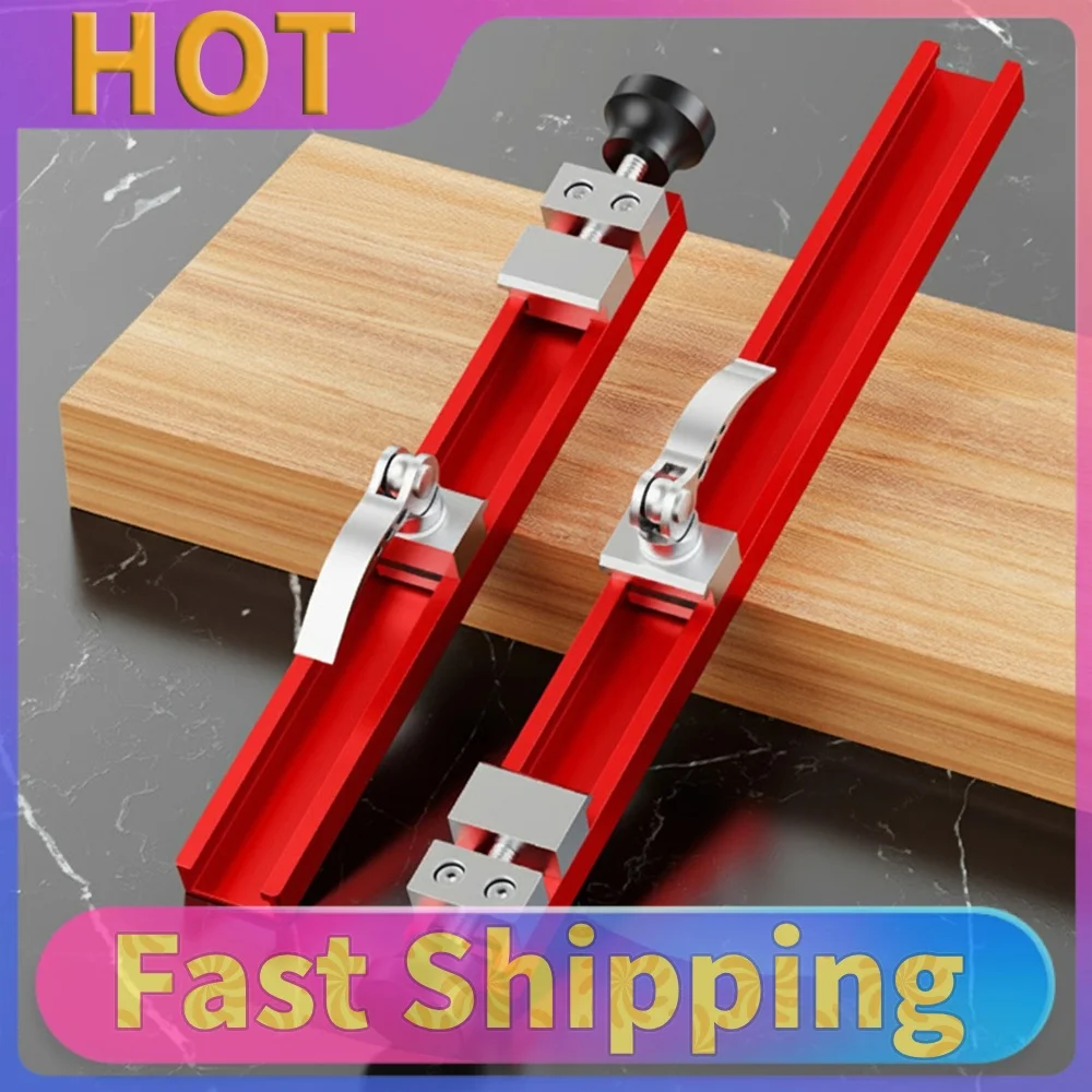 Aluminum Alloy Circular Saw Rail Tool Adjustable Width Two-Way Buckle Locking Clamp One-Button Positioning for Woodworking