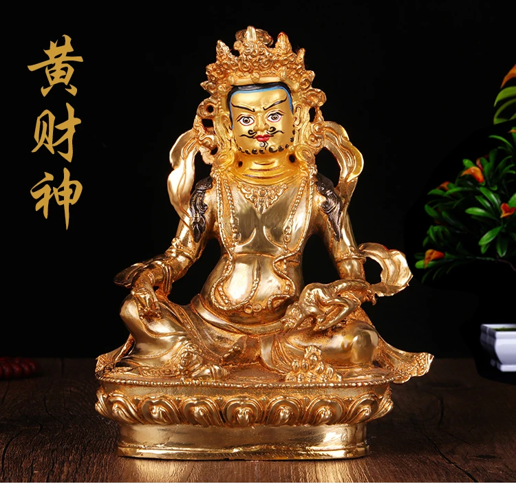 Special Offer 20CM HOME family  Talisman # Buddhism full Gilding Gold-plated Yellow Jambhala Zambala Buddha statue