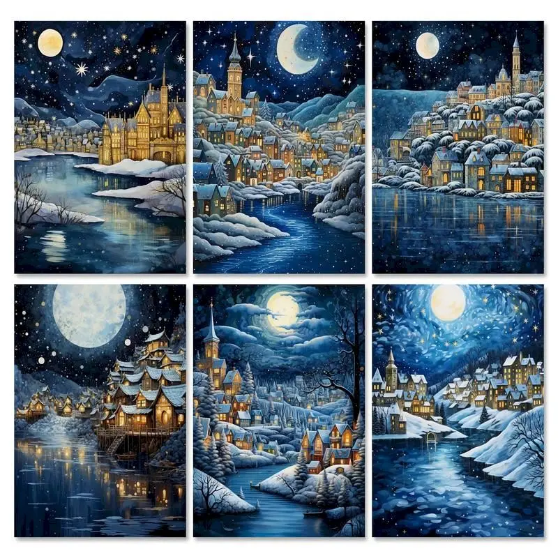 

GATYZTORY 40x50cm Painting By Numbers For Adults Decorative Painting Snow Landscape Artcraft Diy Gift Handpainted Picture Paint