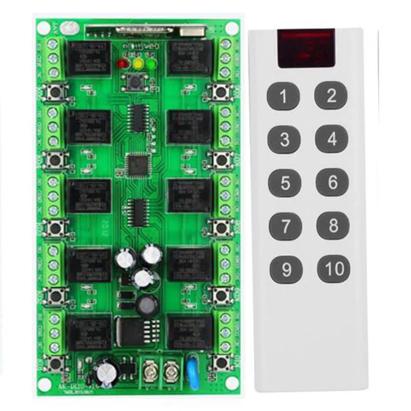 433MHZ DC 12V 10A 10CH bezprzewodowy System pilot przemysłowy RF indywidualne kod nauki światła/lampy/led band AGD
