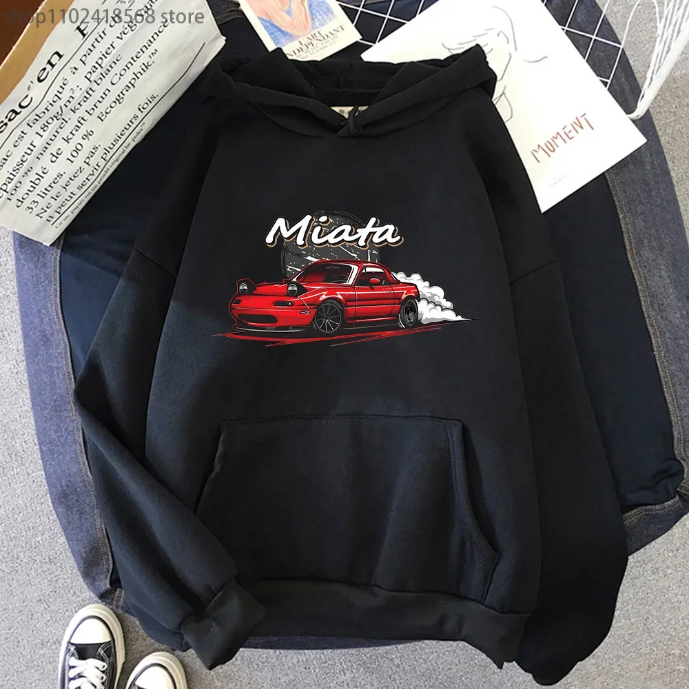 MX5 Initial D Men Hoodies Drift Jdm Sweatshirt Anime Mazda Print Car Miata Streetwear Men Unisex Automobile Culture Women Hoody