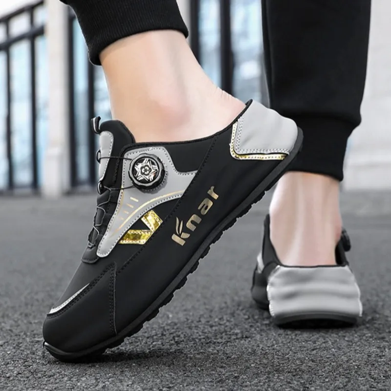 

Size 48 Men's Shoes Baotou Half Men's Sandals Leather One-pedal Casual Man's Shoes Outdoor Trendy Shoes for Men Tenis Masculino