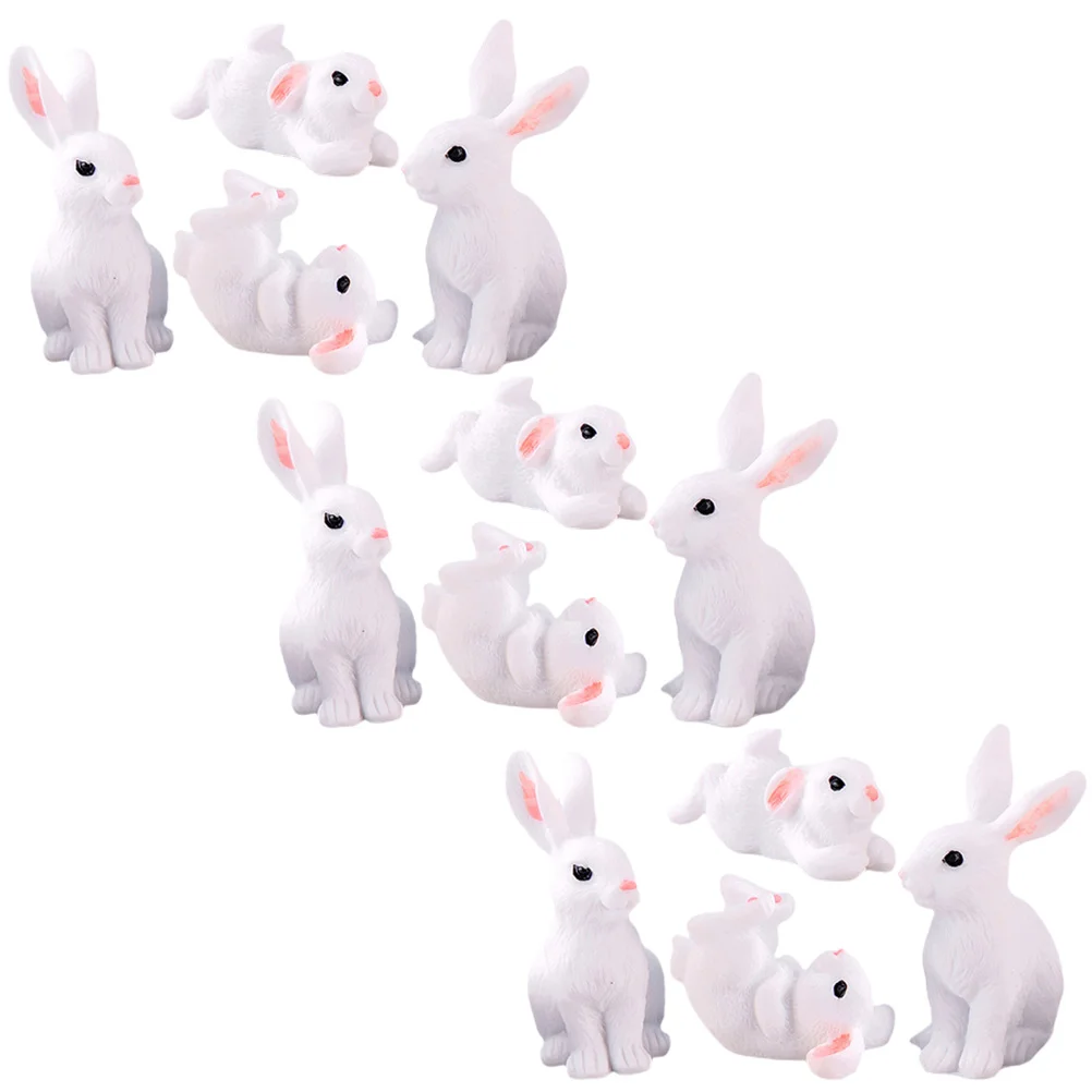 Easter Bunny Ornaments Lucky Rabbit Toys Small Decoration Mini White Bonsai Parent-child