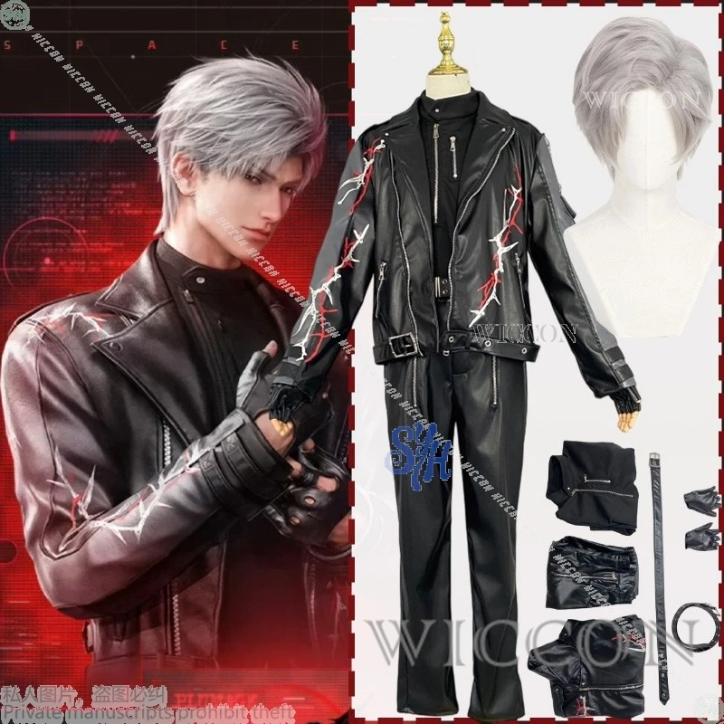 

Love And Deepspace Sylus Qinche Косплей Аниме Игра Черный PU Панк Униформа Y2K Мода Хэллоуин Рождественская Вечеринка