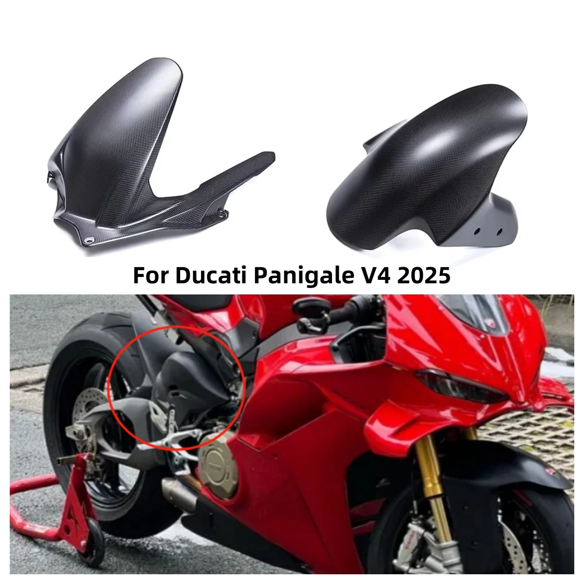 For DUCATI Panigale V4 V4S 2025 100% Carbon Fiber Motorcycle Front Rear Fender Hugger Mudguard Rear Front Fender V4 Accessories