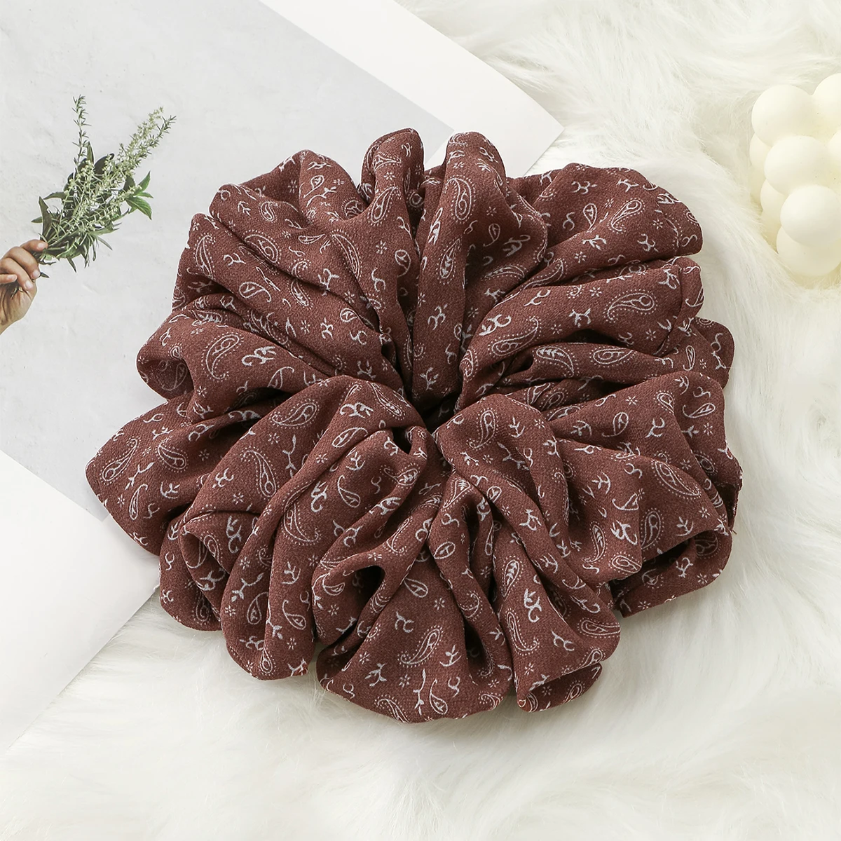 Fashion Muslim Printed Scrunchy Large Premium Oversize Hair Band Malaysia Chiffon Big Size Muslim Hijab Scrunchies