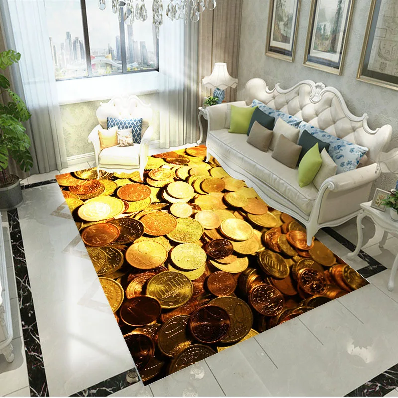 Modern Living Room Soft Area Rug Luxury Shiny Coin Carpet Bedroom Bedside Sofa Home Decoration Parlor Kids Play Tatami Floor Mat