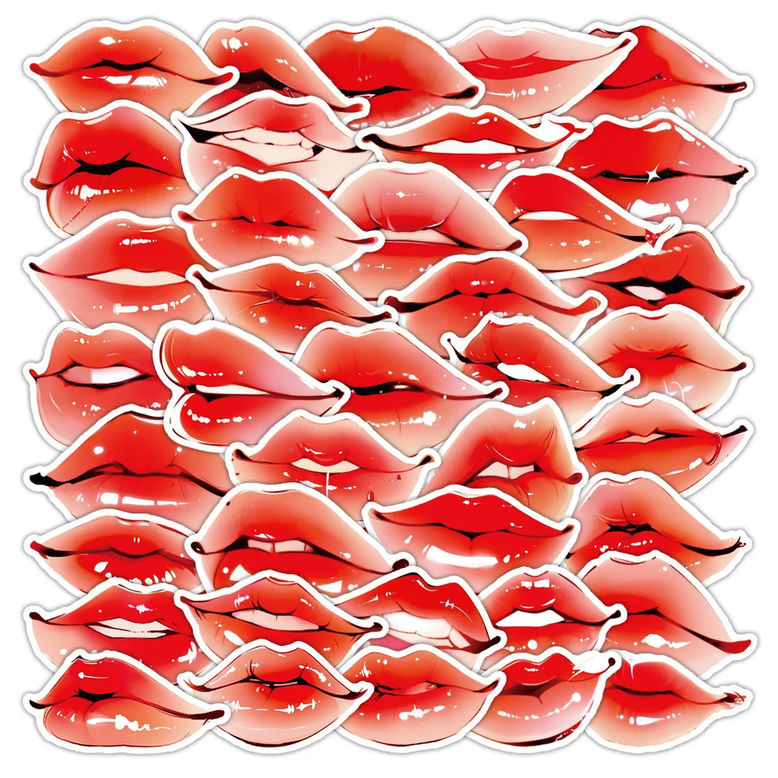 

10/54PCS Sexy Flaming Red Lips Graffiti Sticker Cartoon Seductive Lips Decal Laptop Luggage Guitar Waterproof Sticker Kid Toys