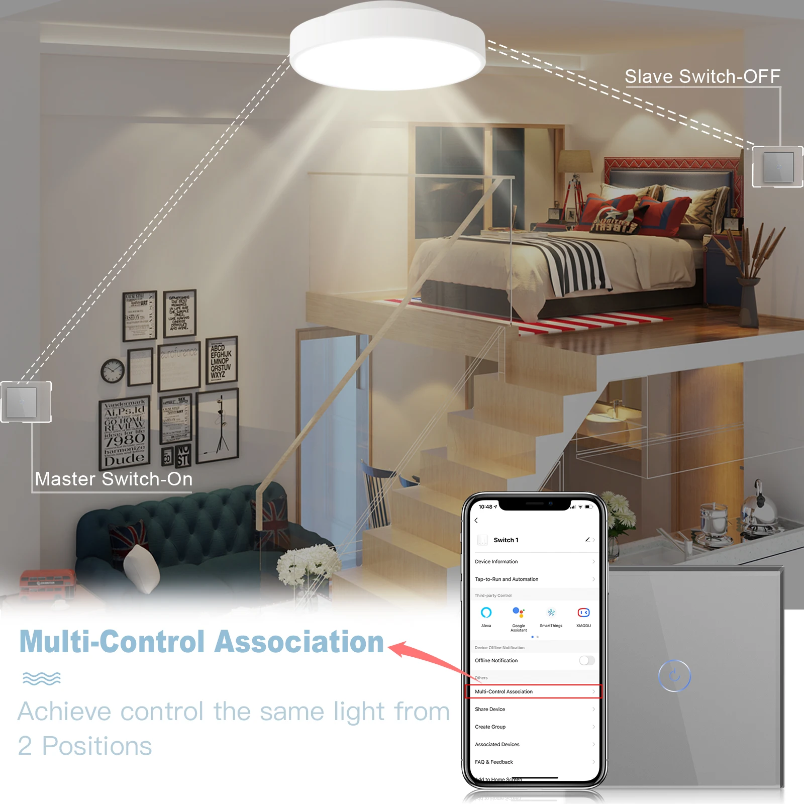 BSEED Alexa Smart Switch 1/2/3/4Gang 1/2/3/4 Way Touch สวิทช์ไฟ Tuya Google Smart Life App ควบคุมแผงคริสตัลแก้วคริสตัล